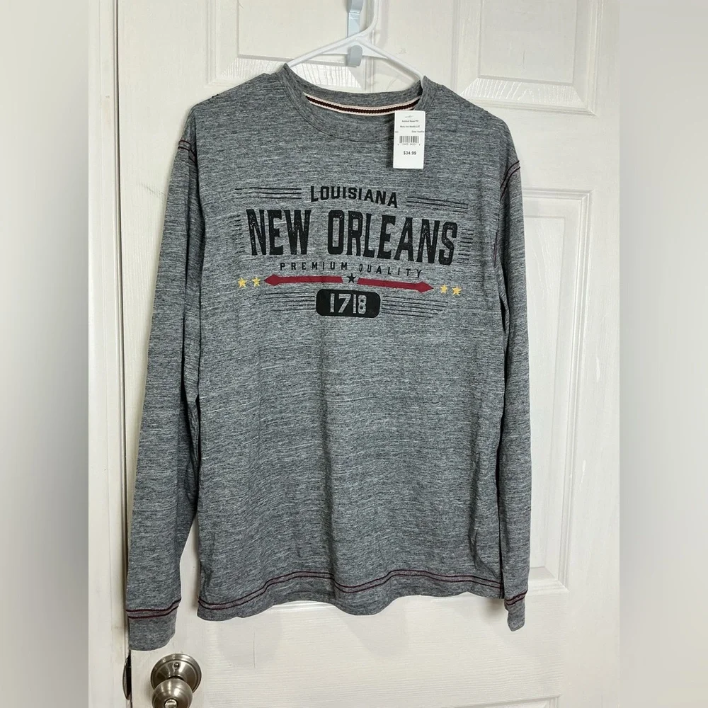 Gray New Orleans Graphic Long Sleeve Shirt